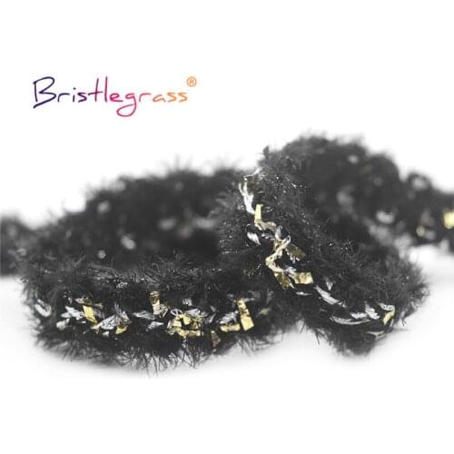 BRISTLEGRASS 1 Yard 3/4" 20mm Glitter Blended Yarn Braided Crochet Lace Trim Macrame Tassel Ribbon Headband Costume Sewing Craft