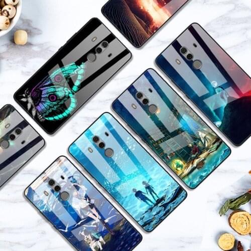 Case For Huawei Mate10 Pro Back Phone Cover Black Silicone Bumper With Tempered Glass