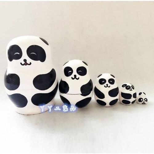 Wooden Monkey Owl Panda Pattern Matryoshka Dolls Cute Animal Design Russian Nesting Dolls Baby Accessory Toy Gift