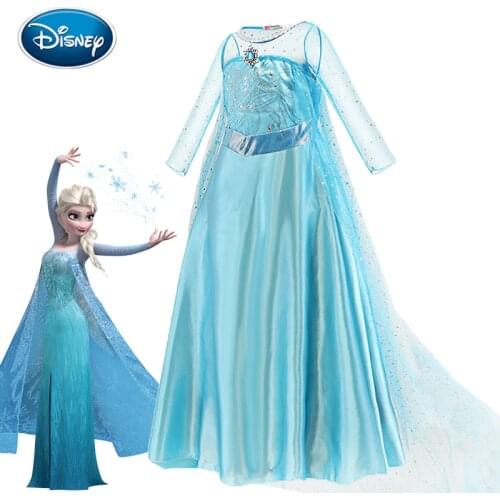 Disney Frozen Queen Elsa Dress For Girls Cosplay Clothing Rhinestone lace dress Aisha Queen Elsa Dress Gift