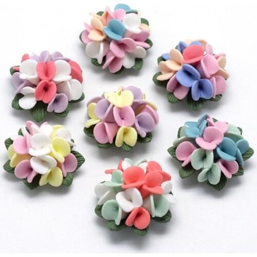 Handmade Porcelain Flower Cabochons China Polymer Clay Loose Beads Spacers DIY Jewelry Making about 20~37mm 20~50pcs