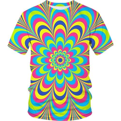 Vertigo hallucination 2021 T-Shirts Geometry 3D Print Men/Women T Shirts O-Neck Short Sleeve Summer Vogue Clothing Mens clothes