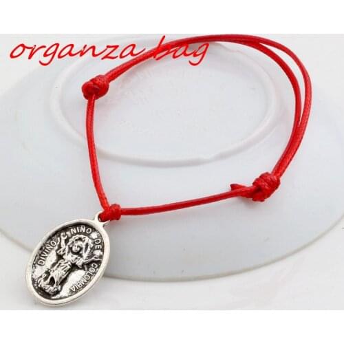 Hot ! 2pcs Red Waxes rope Alloy Divino Nino De Colombia Charm Adjustable Bracelet B-33