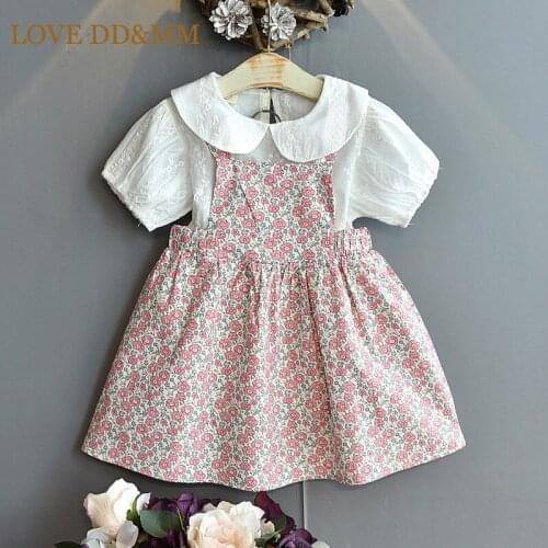 LOVE DD&MM Girls Clothes Sets Fashion Childrens Lace Top shorts + Strap Flowers Dress 2pcs Clothing Set For Girl Kids Costumes