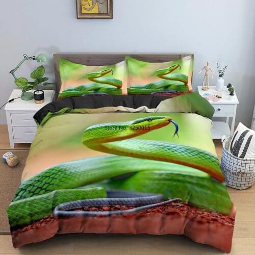 2/3PCS Home Textile 3D Snake Printing Bedding Set Luxury Animals Duvet Cover with Pillowcase Twin King Queen Size Quilt Covers