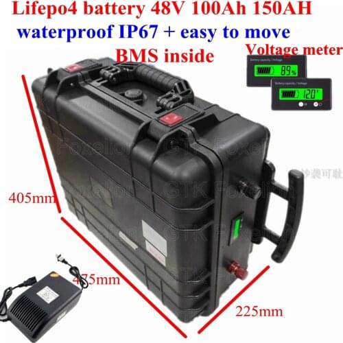 Lifepo4 battery 48v 100Ah 48v 150AH solar 100ah for 5000w 4800w electric vehicle EV RV camper scooter lifepo 100ah + 10A charger