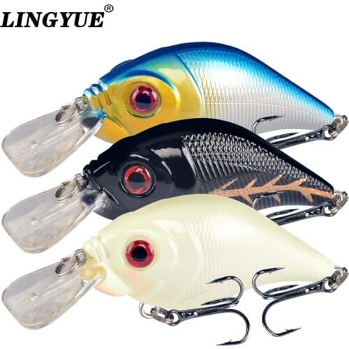 LINGYUE 7.5cm/11g Hard Crank Fishing Lures 3D eyes Crankbaits Artificial Bait Bass 6# Hooks Minnow Wobblers Japan pesca