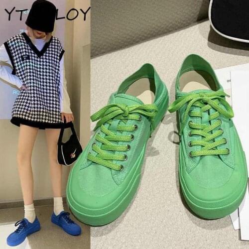 Fashion Female Student Casual Shoes Lace-up Womens Canvas Solid Color Low-top Ladies Flat Comfortable Outer Flat Shoes