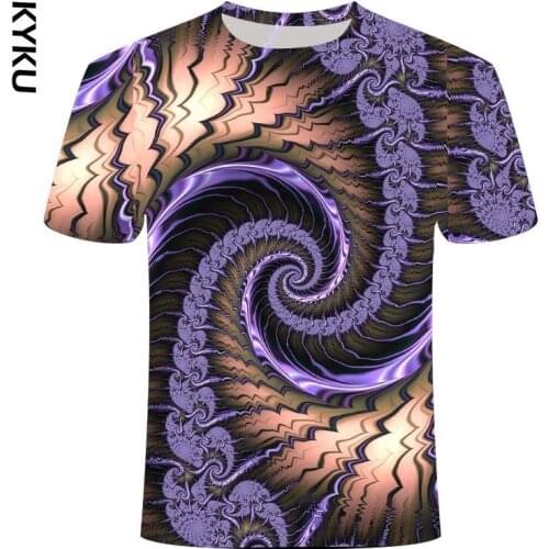 KYKU Black and White Swirl T-Shirt Men Women Dizzy T-Shirt 3D Funny Psychedelic T-Shirt Summer Casual Paisley T shirt Streetwear