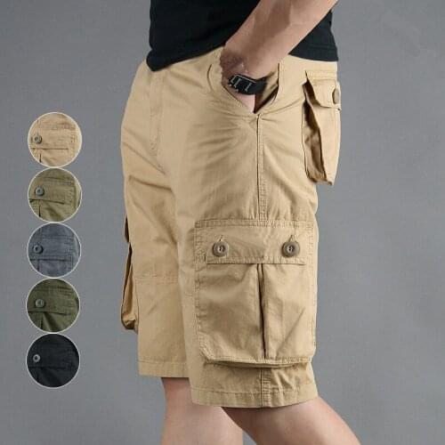 Mens Casual Cargo Shorts Summer Loose Cotton Multi Pockets Baggy Army Military Overalls Bermuda Tactical Work Shorts Masculino