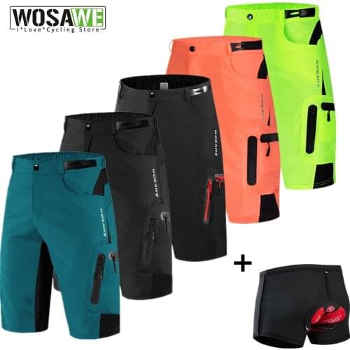 Mens Cycling Shorts GEL Padded Bike Underwear MTB Downhill Trousers Shockproof Water Resistant Loose Fit Bicycle Shorts