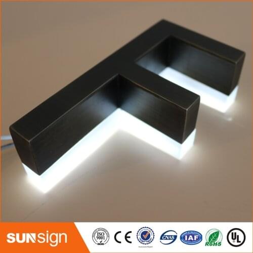 Outdoor archaize stainless steel Acrylic backlit Led Electrical Company 3D Logo Signs