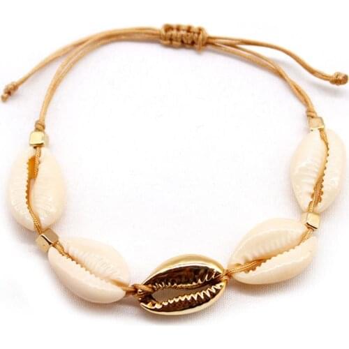 Bohemia Vintage Shell Rope Chain Bracelet Women Beach Sea Shell Bracelet Anklet Jewelry Party Gift Wholesale
