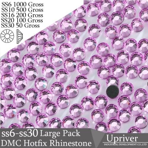 Bulk Packing Best Quality Shiny Glass Wholesale Size SS6 SS10 SS16 SS20 SS30 Light Rose Hotfix Rhinestones