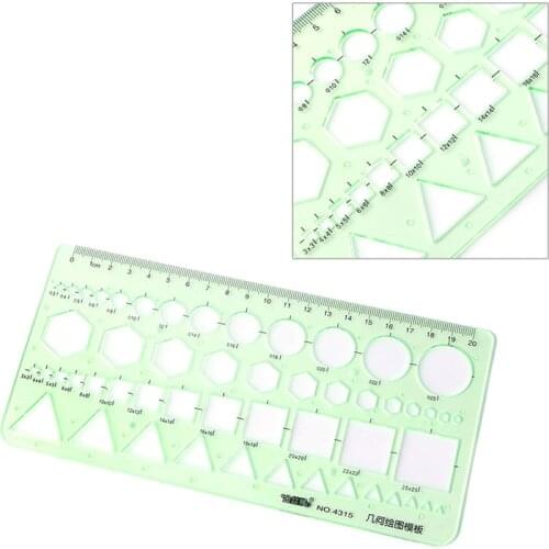 Plastic Circle Square Hexagon Geometric Template Ruler Stencil Measure Tool NEW