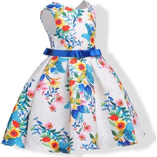 CHCDMP Summer Girls Dresses Elsa Dress Anna Princess Party Dress For Girls Vestidos Teenagers Flower Print Baby Girl Clothes