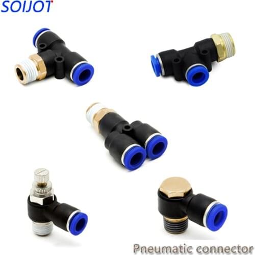 1PC Pneumatic Connector PB/PD/PX/SL/PH 4-12mm Hose Tube Air Fitting 1/4" 1/8" 3/8" 1/2"BSPT Male Thread Pipe Coupler