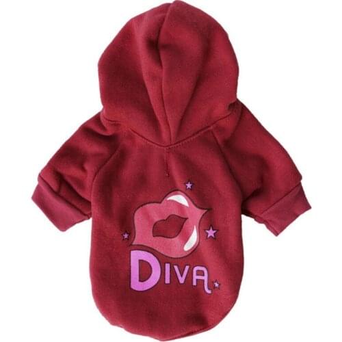 Casual Style Dog Winter Hoodies Sweatshirts Sexy Lip Printed Small Dog Warm Coat Assorted Color Pet Clothes Dog Puppy Costume