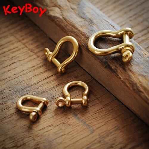 Pure Brass D-shaped Horseshoe Buckles Metal Car Key Holder Key Rings Copper Men DIY Key Buckle Keychains Waist Clasps Keyrings