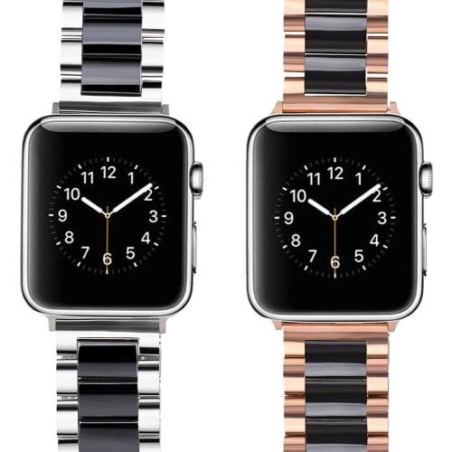 Stainless steel Ceramic strap for Apple watch band 44mm 40mm 42mm 38mm for iWatch series 6 se 5 4 3 Accessories luxury bracelet