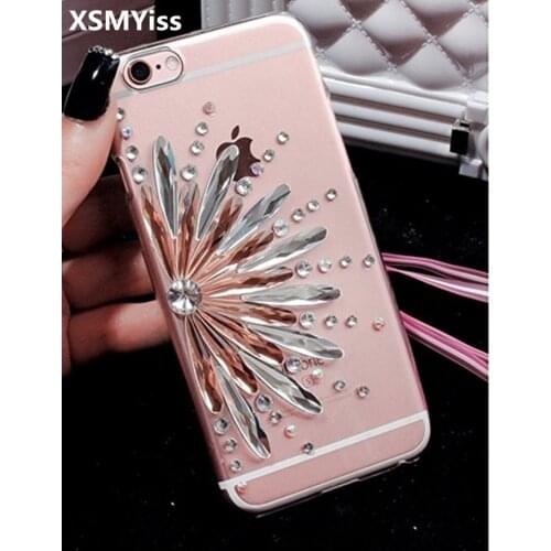 Luxury Big Sunflower For iPhone 12 mini 11 Pro MAX XR Xs Max for iphone 6 6s 7 8 Plus Bling crystal diamond Soft TPU Phone Case