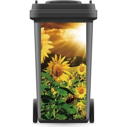 DIY Creative 3D Rubbish Bin Sticker Sunflower Field Wall Mural Wall Print Decal Removable self adhesive Kitchen Accessories