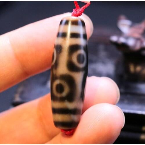 Treasure Magic LKbrother Tibetan Top Old Agate FULL Cinnabar Spots 6 Eye Healthy dZi Bead Amulet 5A LLZB