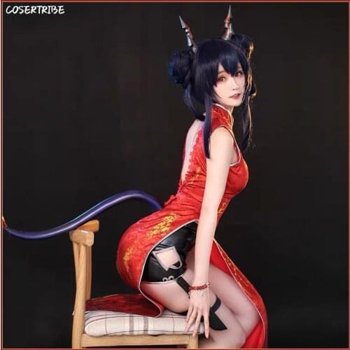 [STOCK] Game Arknights Chen New Year SuiHongXia Skin Red Cheongsam Sexy Dress Cosplay Costume Halloween Women Free Shipping New