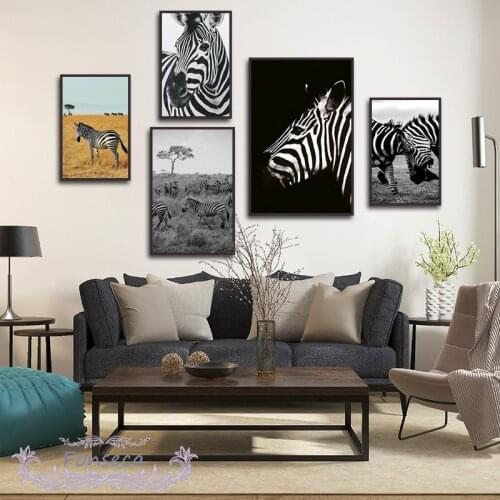 Desert Animals Canvas Poster Art Print Zebra Wall Painting Modular Modern Pictures Aesthetic Room Decor for Office Nursery