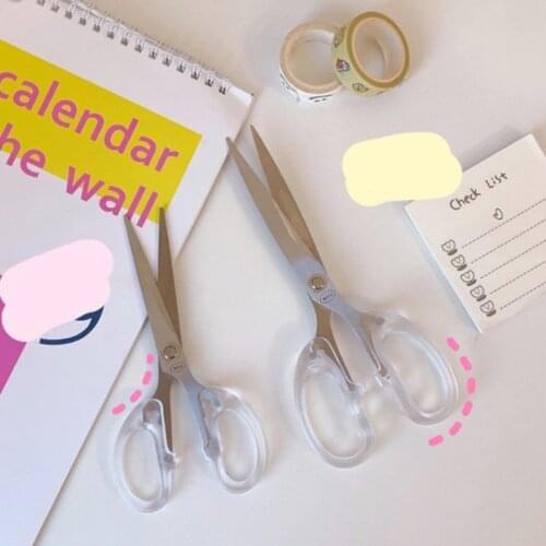 1pc Simple Transparent Handle Scissors Stationery Scissors Home Office School Supplies for Male and Female