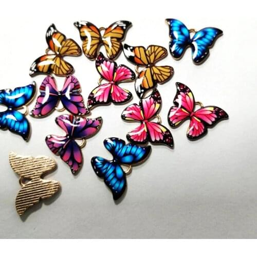 10PCS Butterfly Pendants Colourful Enamel Butterfly Charm Small Animal Findings DIY Jewellery Supplies
