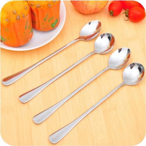 100 PCS Long Handle Stainless Steel Tea Coffee Spoons Ice Cream Cutlery New & Hot Free shipping