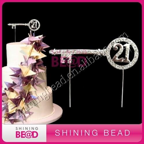 21key clear rhinestone wedding cake topper,wedding decoration,free shipping