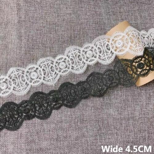 4CM Wide White Black Polyester Embroidered Fringe Ribbon Lace Collar Neckline Cuffs Trim DIY Apparel Sewing Patchwork Decoration