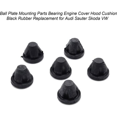 6Pcs Bearing Engine Cover Hood Cushion Crash Pad Black Rubber Replacement for Sauter Skoda VW