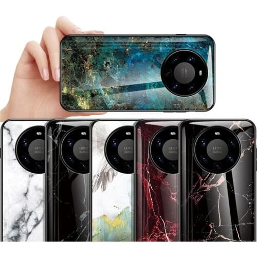 Marble Tempered Glass Case For Huawei Mate 40 Pro Plus Slim Paint Cover Silicone Frame Hard Glass Back Cases For Mate40 Pro+ Bag