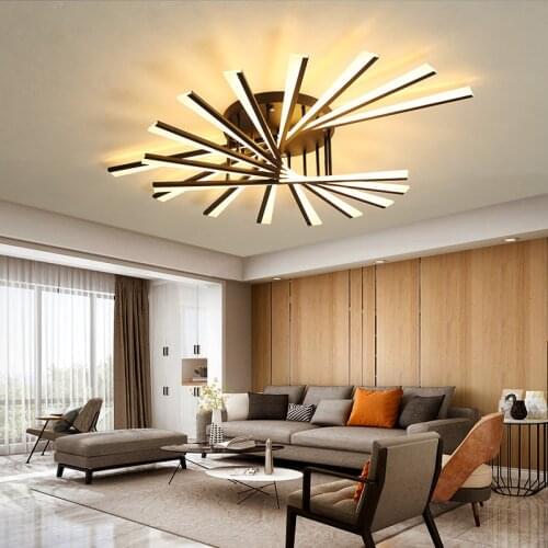 Black Modern Simple Ceiling Light Remote Dimming Acrylic Surface Mount LED Panel Lamp For Living Room Bedroom Kitchen Home Deco