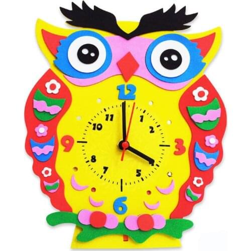 DIY Crafts Toys Cartoon EVA Clock Crafts Kids Kindergarten Puzzles Educational Toys for Children Boy Girl Handmade Material