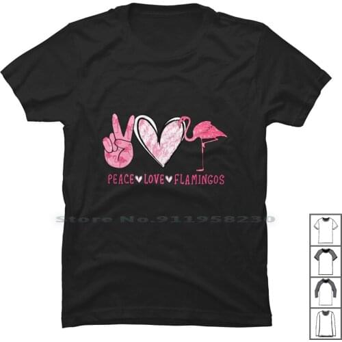 Peace Love Flamingos T Shirt 100% Cotton Flamingo In Love Flaming Sweet Peace Pink Pair Love Ink Ace Air Go