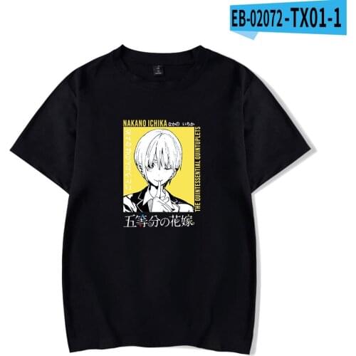 Harajuku Black T Shirt Comic The Quintessential Quintuplets Tshirt Summer Men Women Fashion T Shirt Boy Girl Short Sleeve Tees