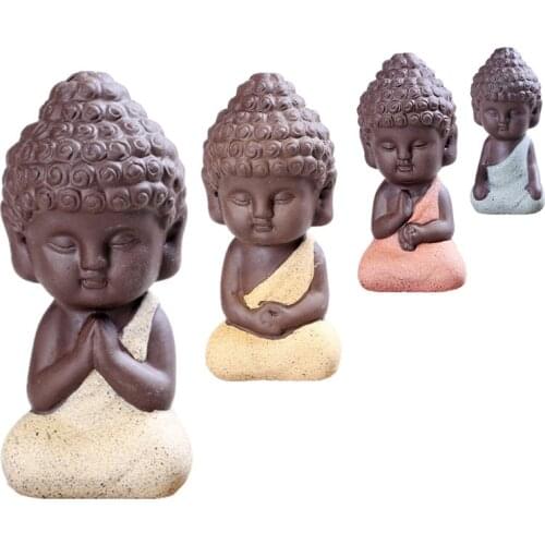 Ceramic Buddha Figurine Home Decor Aquarium Stone Ornament Meditation Monk Buddha Statue For Fish Tank Landscaping Garden Bonsai