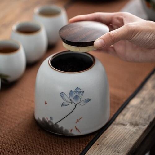 Ceramic Painted Tea Cans with Lids Home Kitchen Condiment Storage Jars Candies and Dried Fruit Storage Jars To Give Gifts