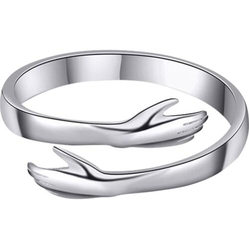 2018 Cute Love Embrace Hug Hand Open Ring For Girl Woman Fashion High Grade Adjustable Creative Tail Ring Jewelry Design Gift