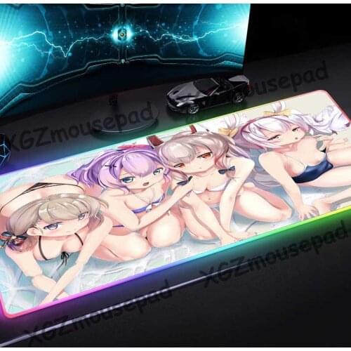 XGZ Comic Sexy Loli HD Large RGB Mouse Pad Exquisite Black Lock Edge Custom Internet Cafe Computer Desk Mat Speed Non-slip Xxl