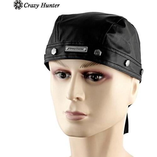 Leather Bandana Biker Doo Do Rag Headwrap Studded Mens Cap Capsmith Du Rag