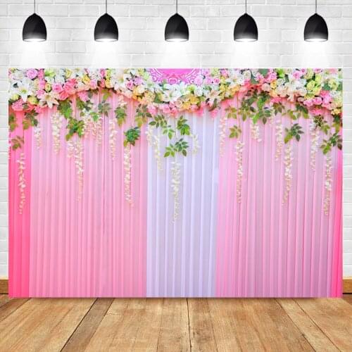 Laeacco Flower Curtain Wedding Ceremony Stage Customized Poster Photo Backdrop Photocall Photographic Background Photo Studio