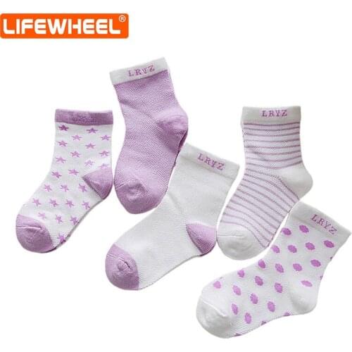 LifeWheel Infant Cute Fashion Cotton Socks Breathable Child Gift Sock for Kids Baby Boy Girl Spring Summer Thin Socks 5 Pairs