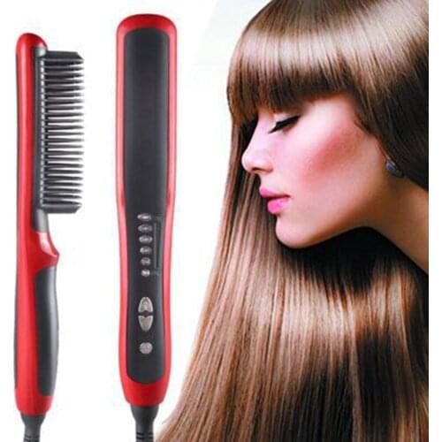 Multifunctional Hair Straightener Brush Electric Beard Curler Ceramic Comb Hair Straightener Electric Staightener Brush