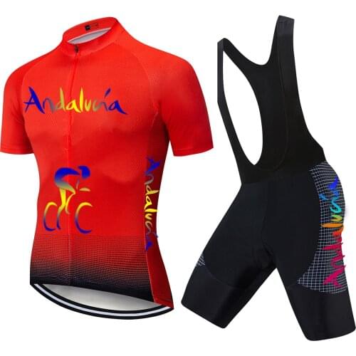 Men Team Andalucia Cycling Jersey Short Set Wear 20D Gel MTB Roupa Ciclismo Summer Triathlon Clothes Red Cycling Clothing