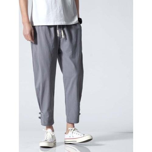 Hot Sale Summer Mens Linen Pants Solid color Ankle-Length Casual Pants male Fashion Streetwear Men Linen pencil Trouser